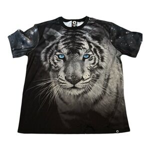 Akademiks T shirt Graphic Design‎ White Tiger XL Y2K White Mens Vintage hip hop